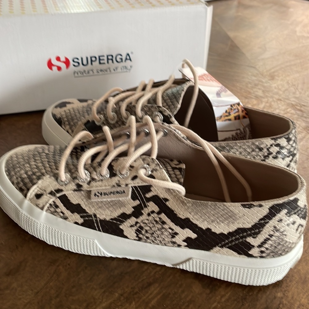 [Superga] Taupe Snake-Printed Sneaker Size 7.5